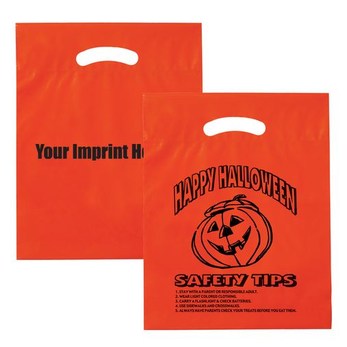 Custom Printed Halloween Stock Design Orange Die Cut Bag • Happy Halloween (12"x15"x3") - Flexo Ink - 13H12153-FI